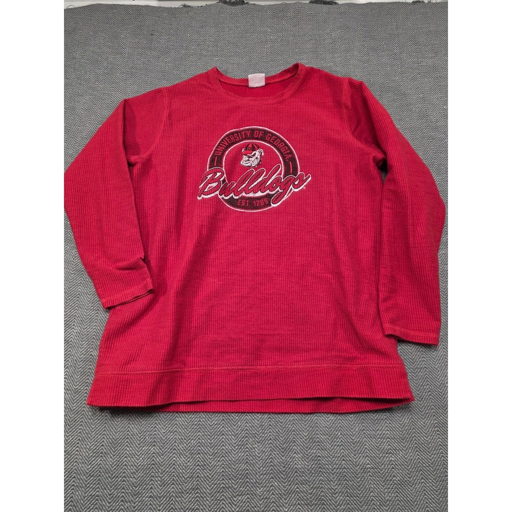 Knights Apparel Georgia Bulldogs Youth Medium 8/10 Red Waffle Knit Thermal Shirt